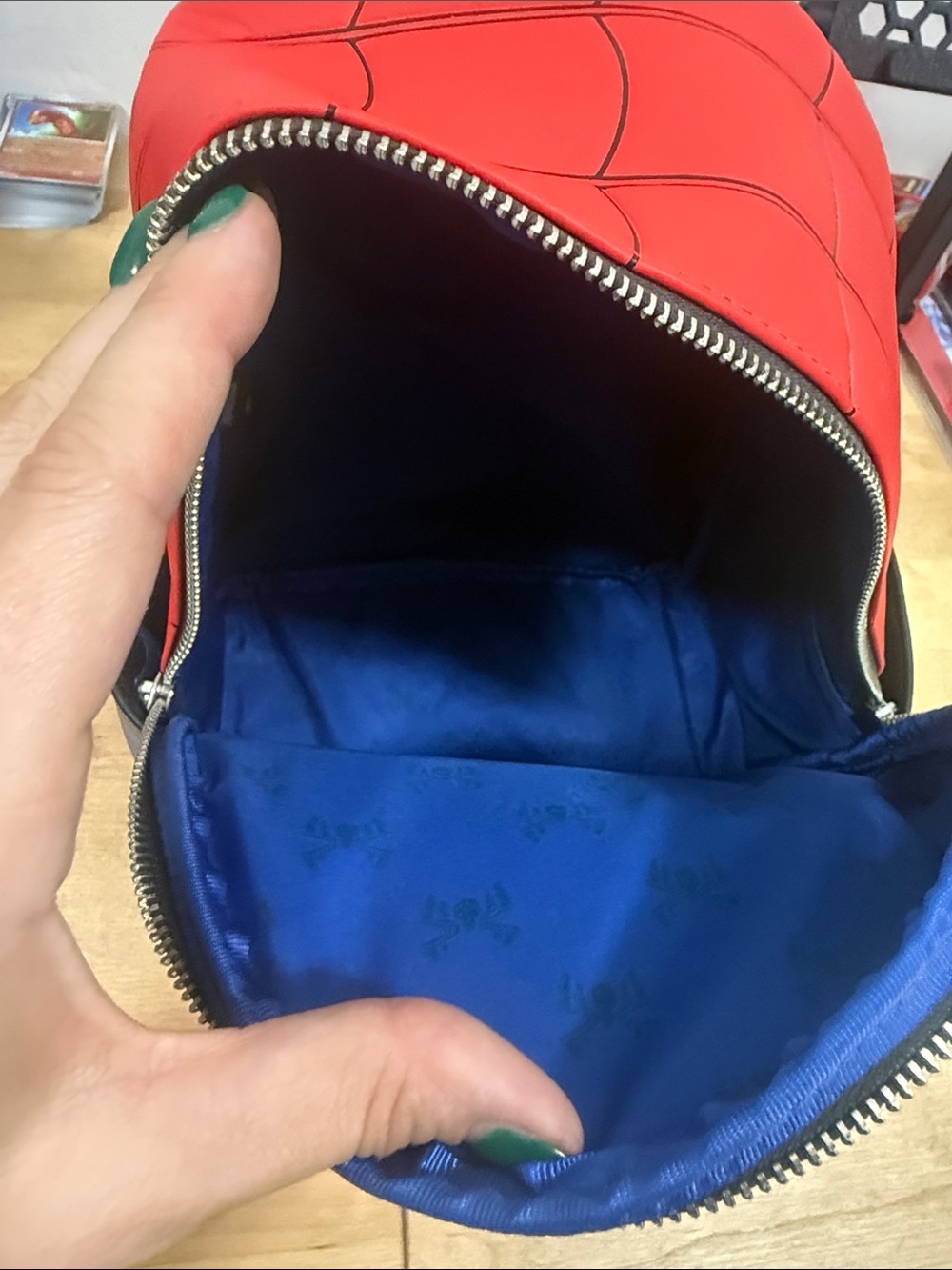 Loungefly Red and Blue Spider-Web Mini Backpack - Picture 2 of 4